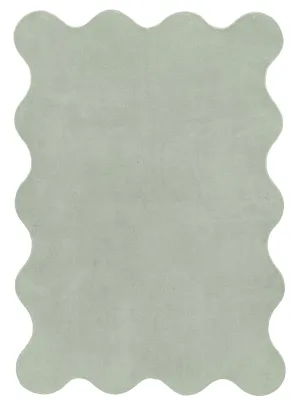 Idrissa Pale Green Scallop Washable Rugmodern color block patchwork rug