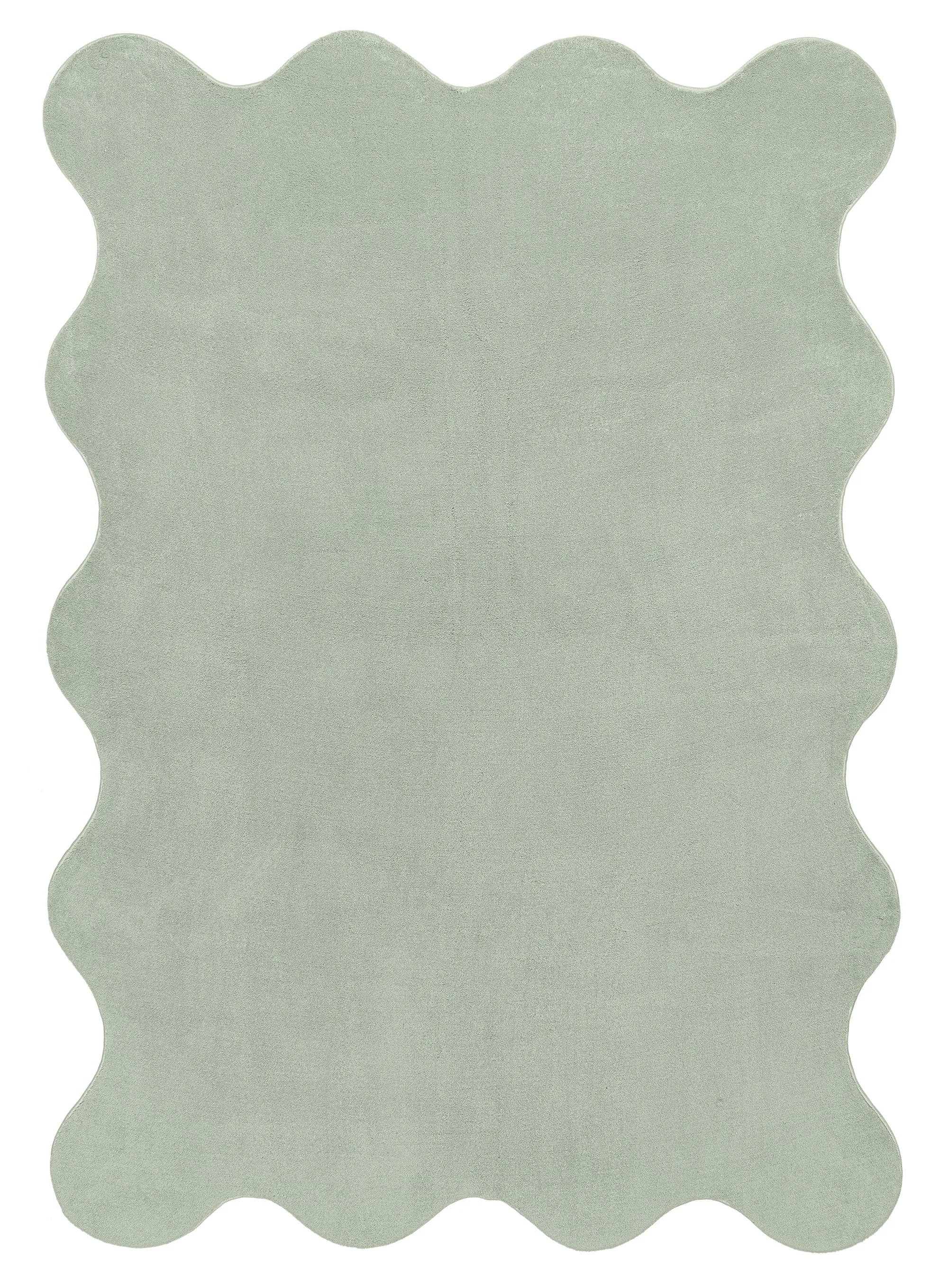 Idrissa Pale Green Scallop Washable Rugmodern color block patchwork rug