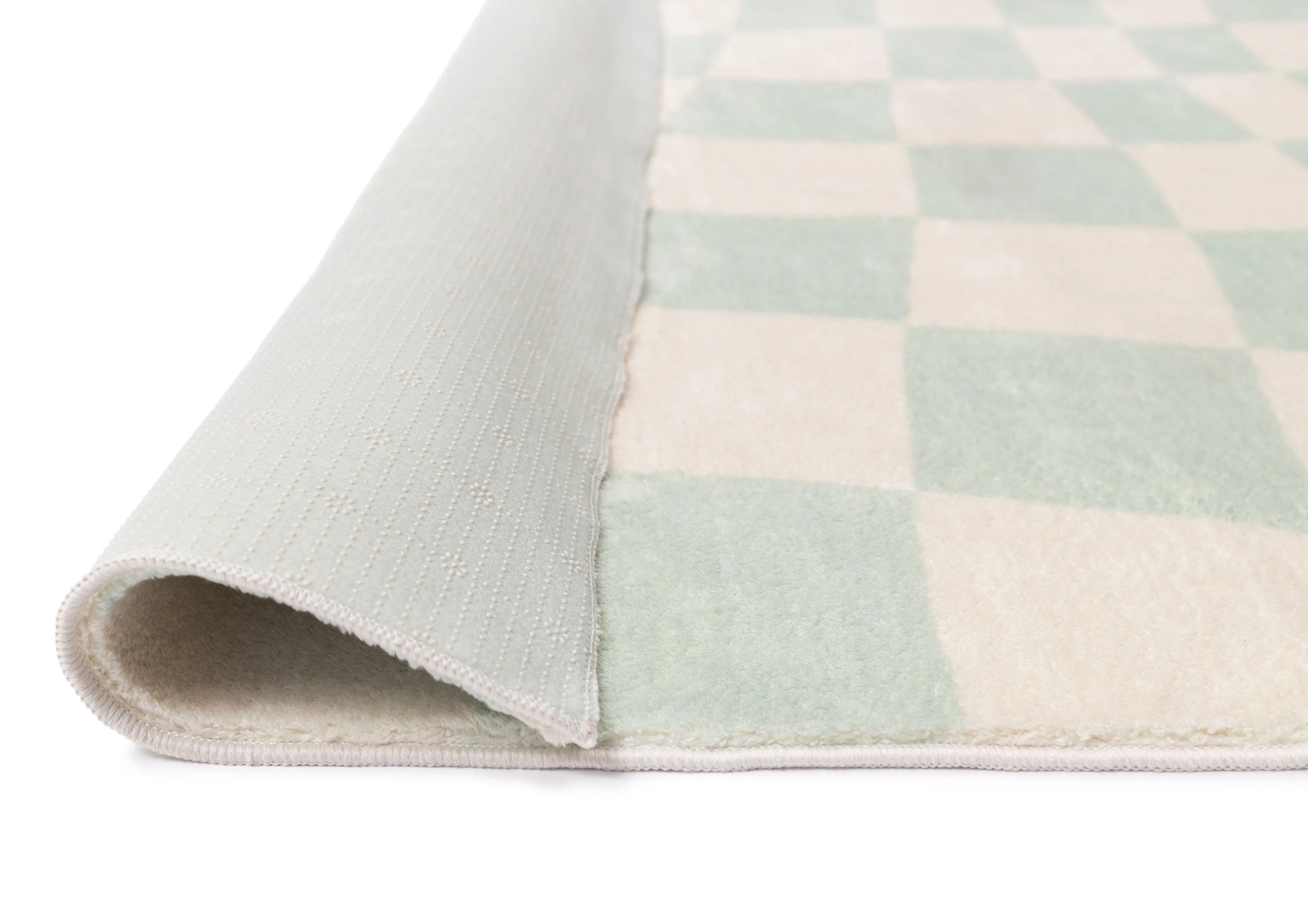 Ilenna Green and Ivory Abstract Checkered Washable Rug *NO RETURNS UNLESS FAULTY