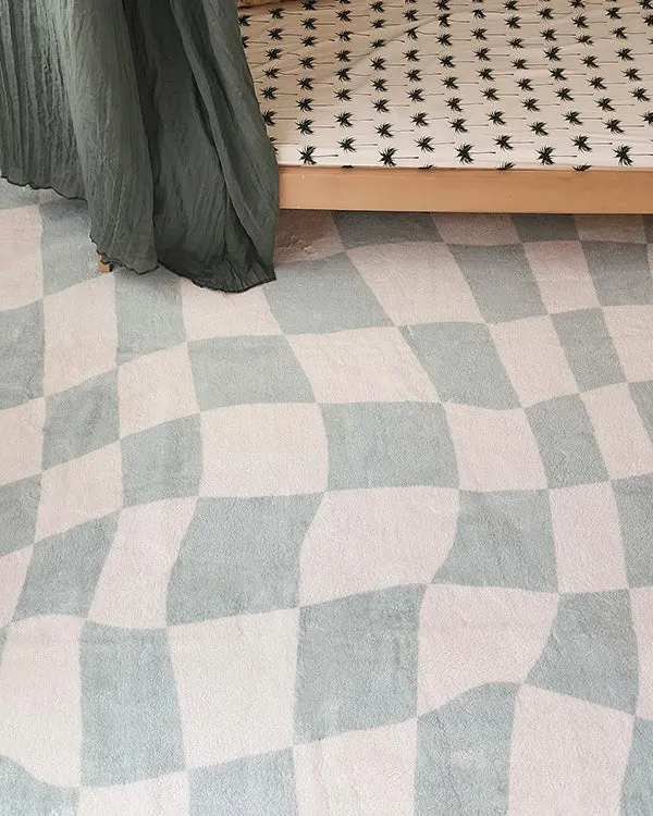 Ilenna Green and Ivory Abstract Checkered Washable Rug *NO RETURNS UNLESS FAULTY