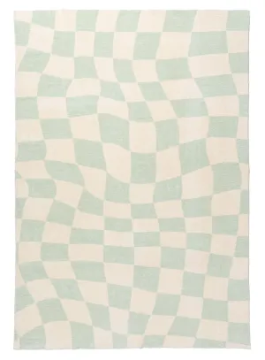 Ilenna Green and Ivory Abstract Checkered Washable Rugmodern color block patchwork rug