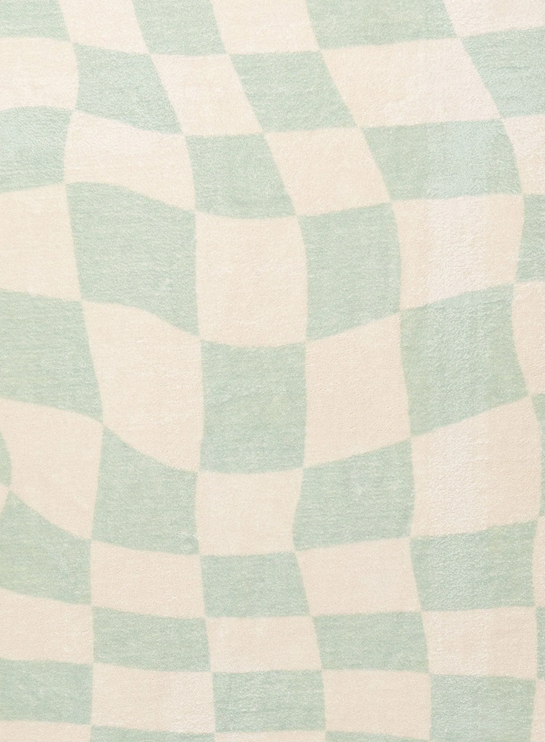 Ilenna Green and Ivory Checkered Washable Round Rug