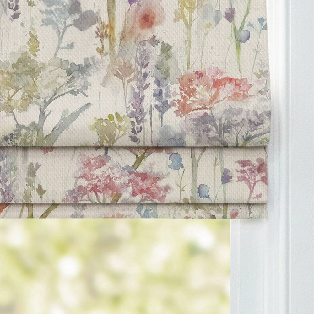Ilinizas Printed Cotton Made to Measure Roman Blinds Poppy Natural
