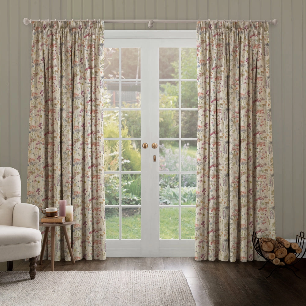 Ilinizas Printed Made to Measure Curtains Poppy Natural