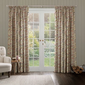 Ilinizas Printed Pencil Pleat Curtains Poppy/Naturalbedding sets ,throw blankets 