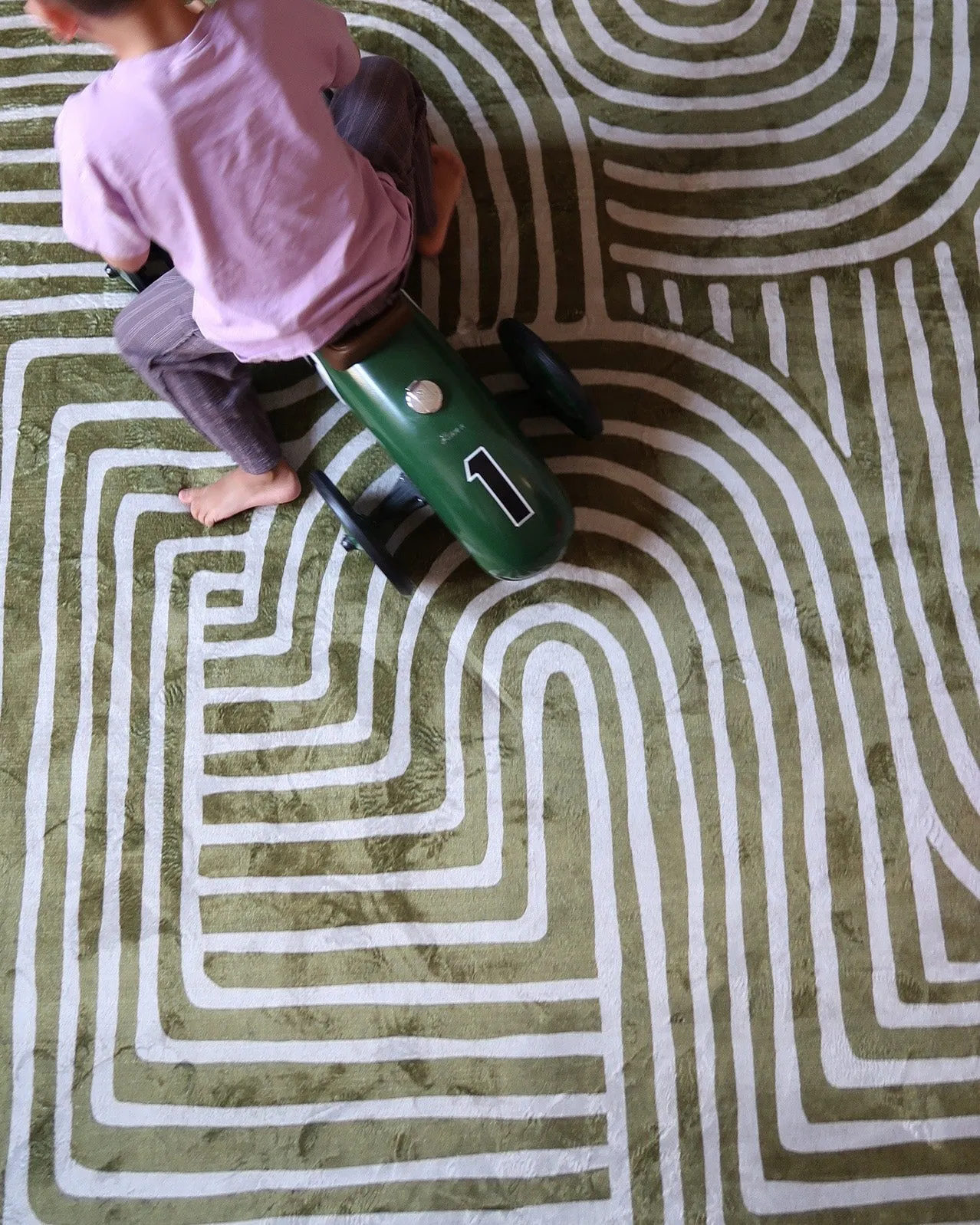 Iloa Green Abstract Rollie Pollie Round Playmat