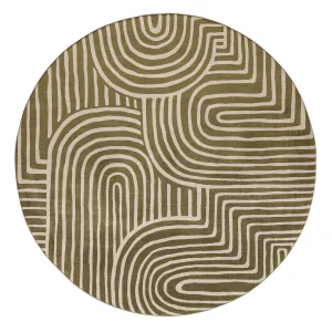 Iloa Green Abstract Rollie Pollie Round Playmatmodern color block patchwork rug