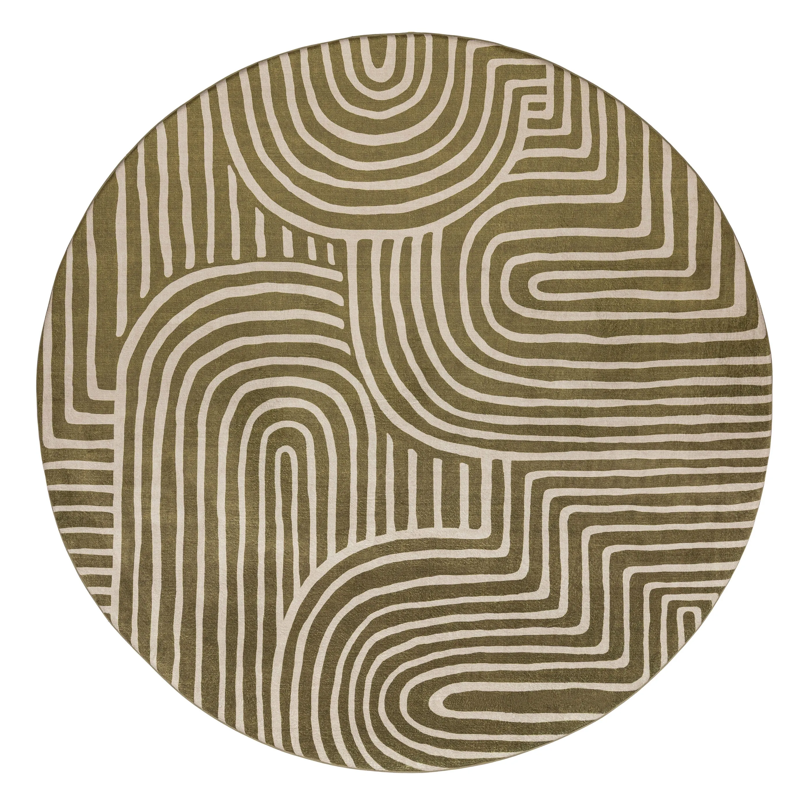 Iloa Green Abstract Rollie Pollie Round Playmatmodern color block patchwork rug