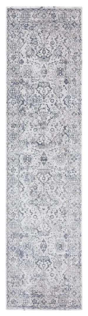 Iman Blue Ivory and Stone Grey Transitional Distressed Runner Rug *NO RETURNS UNLESS FAULTYmodern color block patchwork rug