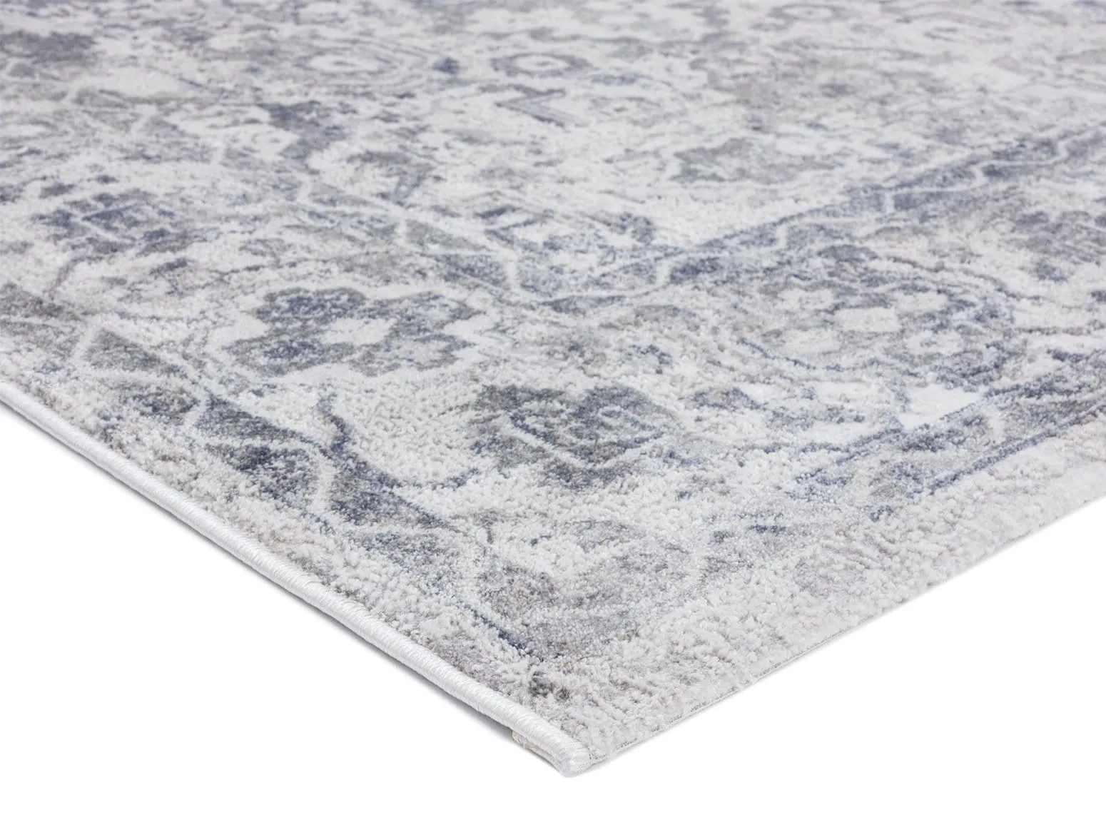 Iman Blue Ivory and Stone Grey Transitional Distressed Runner Rug *NO RETURNS UNLESS FAULTY
