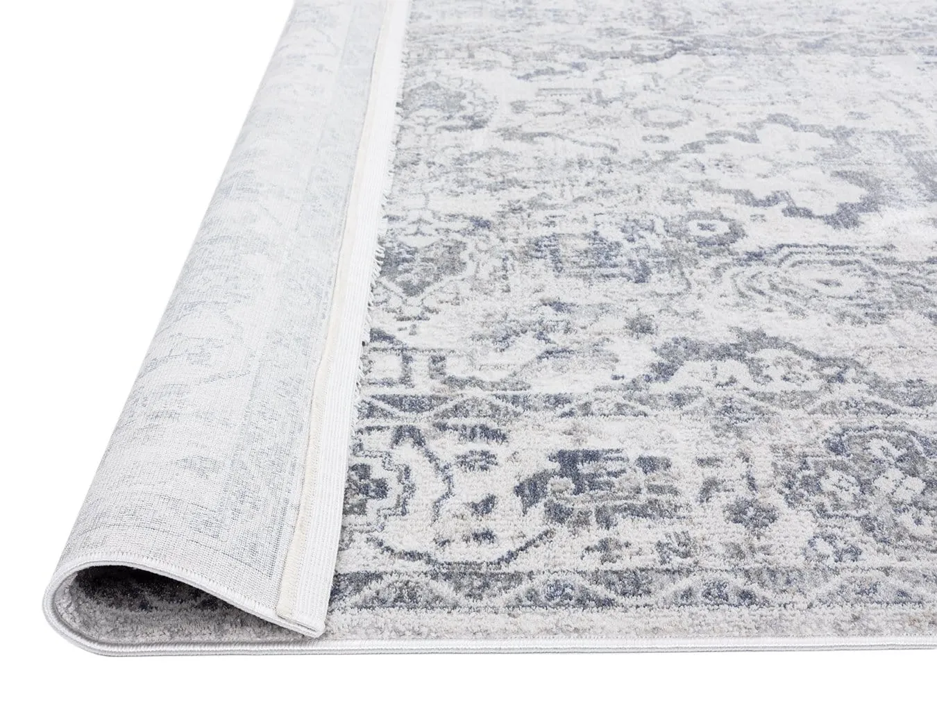 Iman Blue Ivory and Stone Grey Transitional Distressed Runner Rug *NO RETURNS UNLESS FAULTY