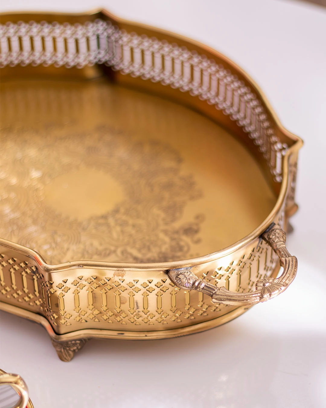 Imperium Lace-cut Decorative Tray with Handle 12"