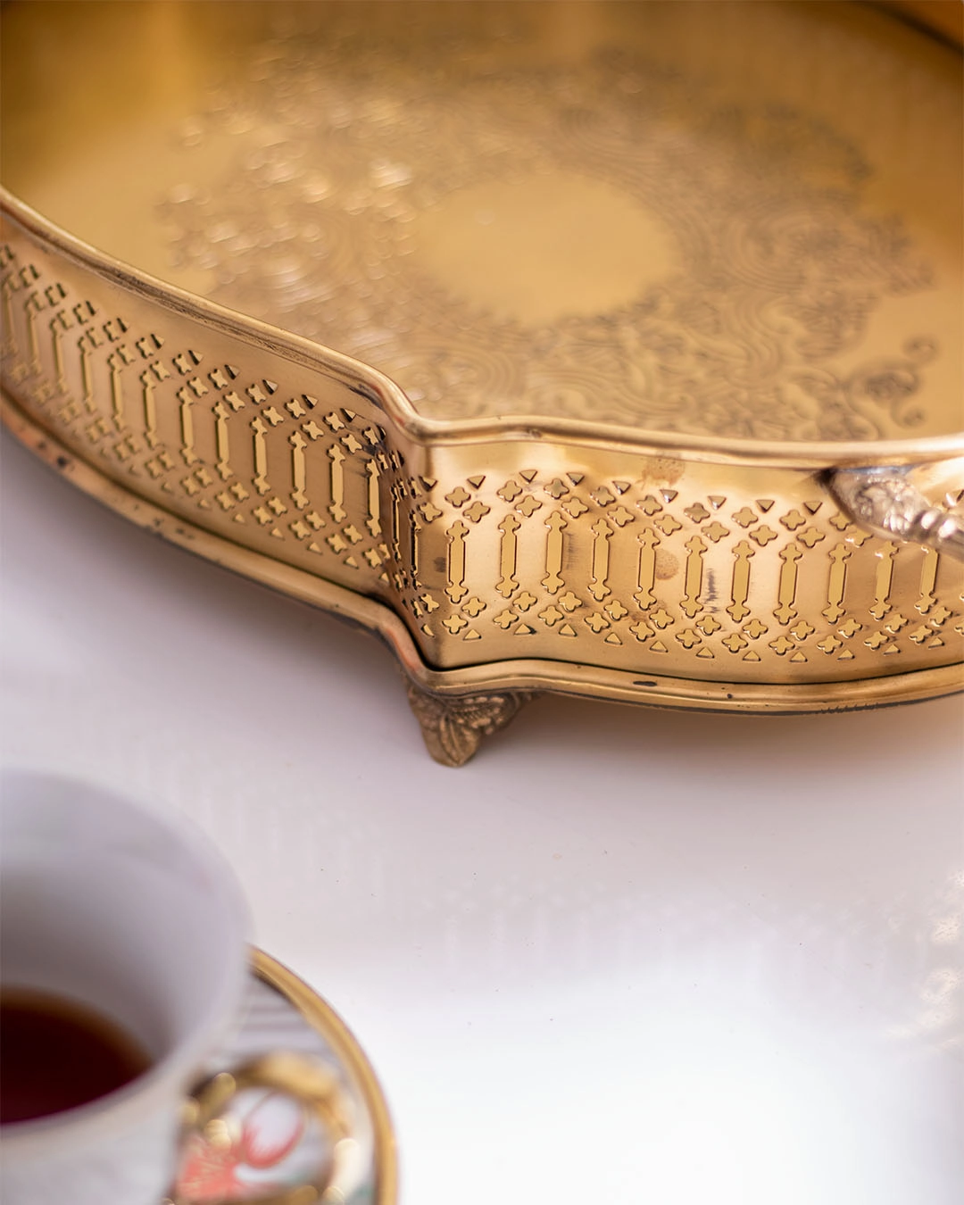 Imperium Lace-cut Decorative Tray with Handle 12"