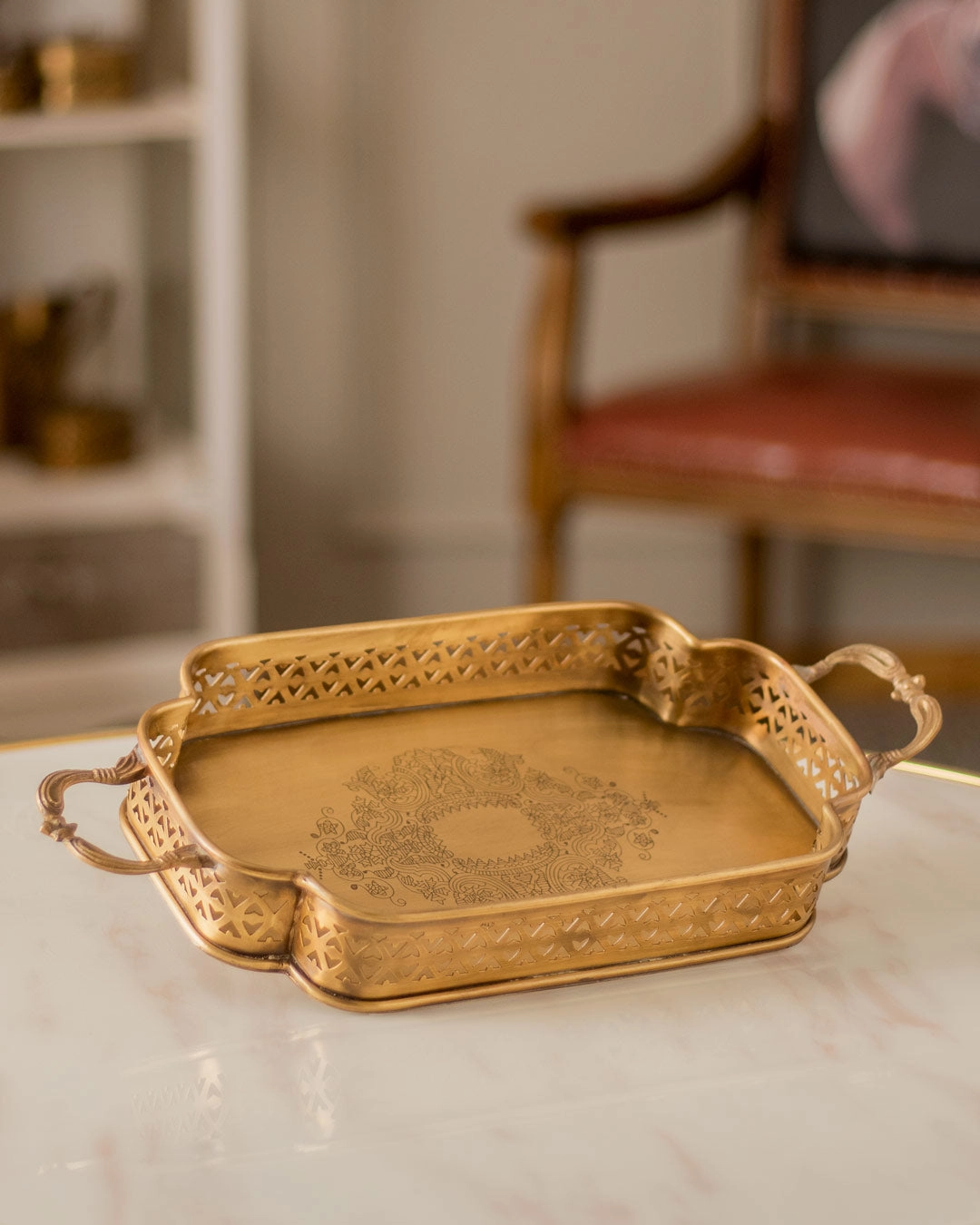 Imperium Lace-cut Decorative Tray with Handle
