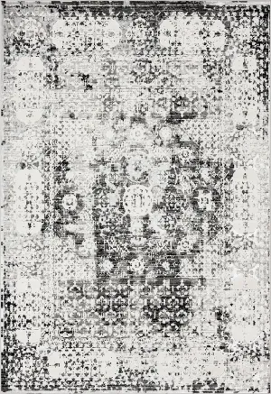 Imran Black Grey And Ivory Traditional Distressed Rug *NO RETURNS UNLESS FAULTYmodern color block patchwork rug
