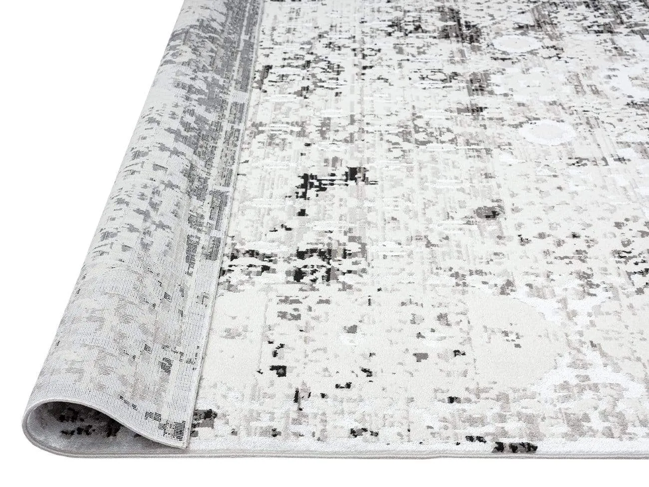 Imran Black Grey And Ivory Traditional Distressed Rug *NO RETURNS UNLESS FAULTY