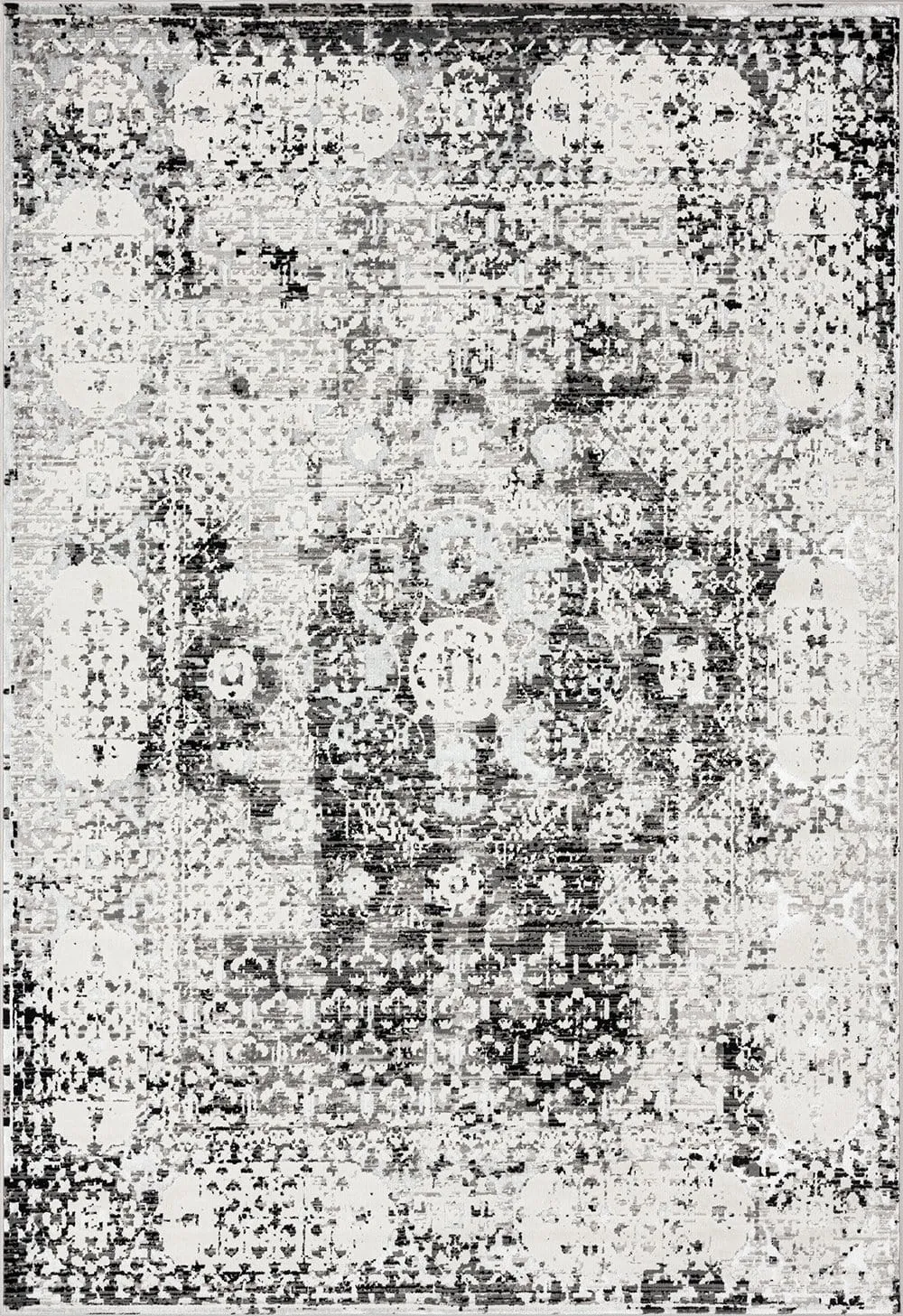 Imran Black Grey And Ivory Traditional Distressed Rug *NO RETURNS UNLESS FAULTYmodern color block patchwork rug