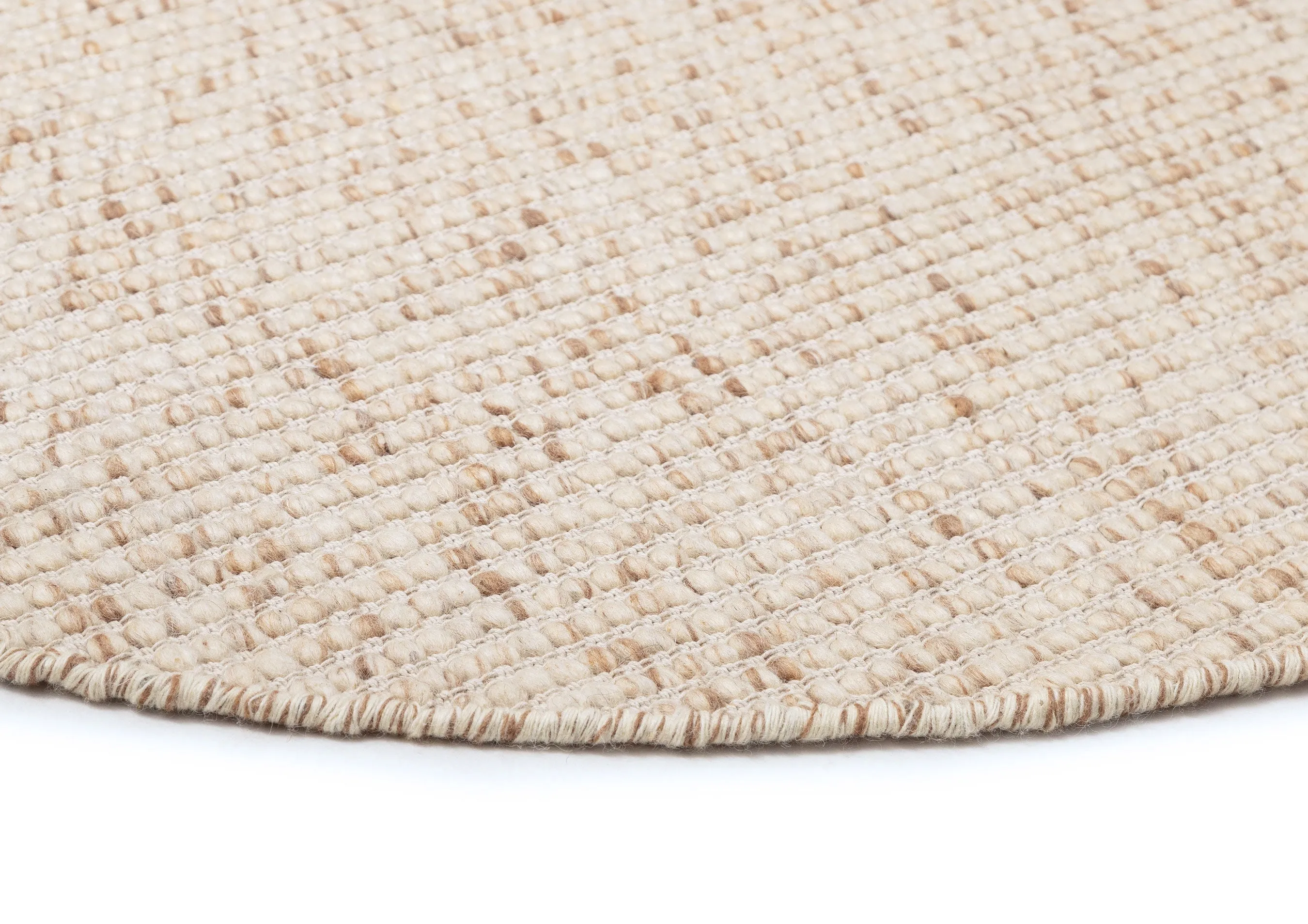 Indya Marbled Cream and Beige Chunky Wool Round Rug