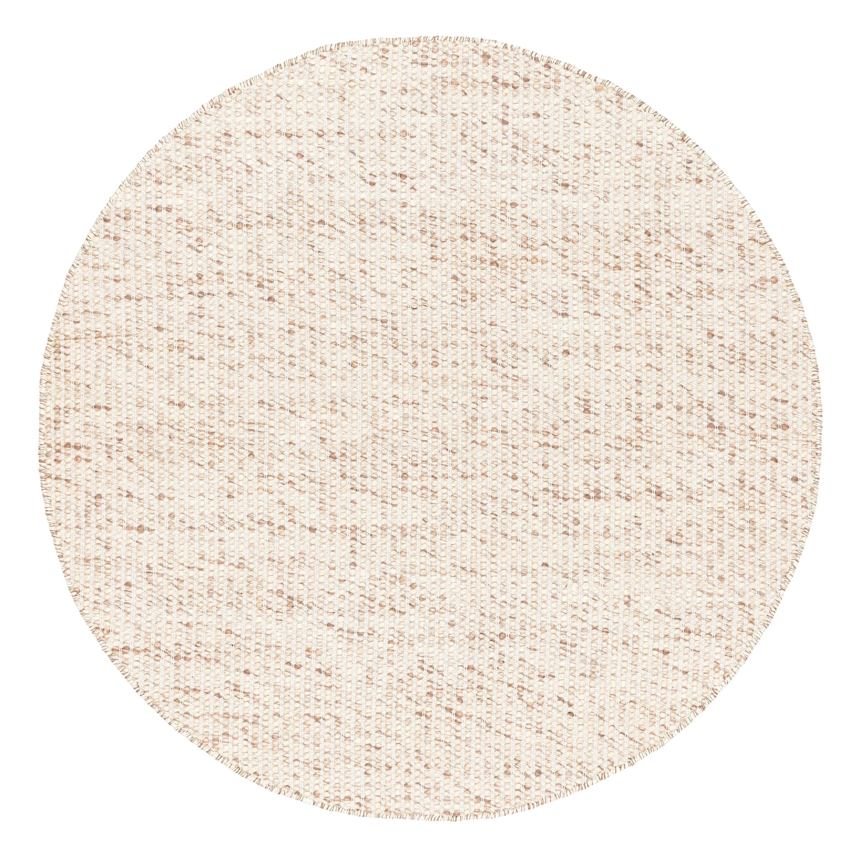 Indya Marbled Cream and Beige Chunky Wool Round Rugmodern color block patchwork rug