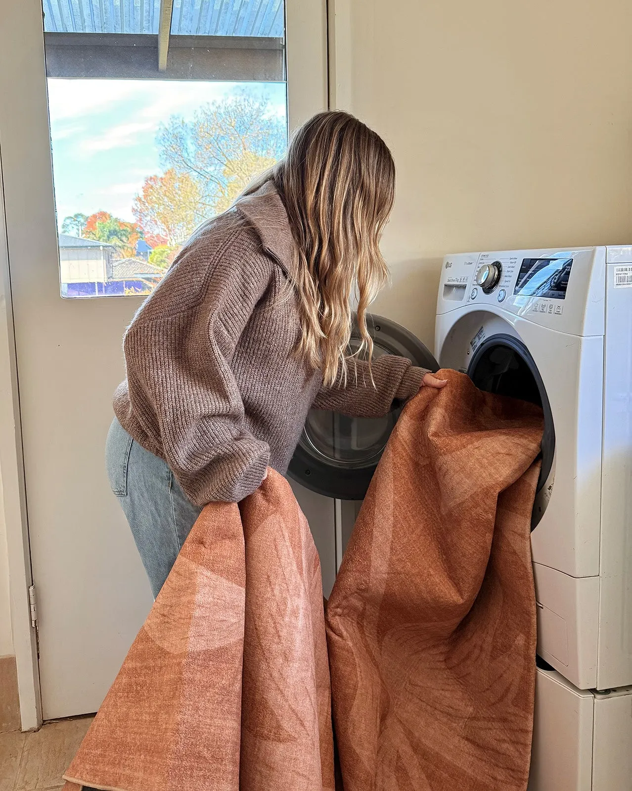Iras Rust Botanical Washable Rug