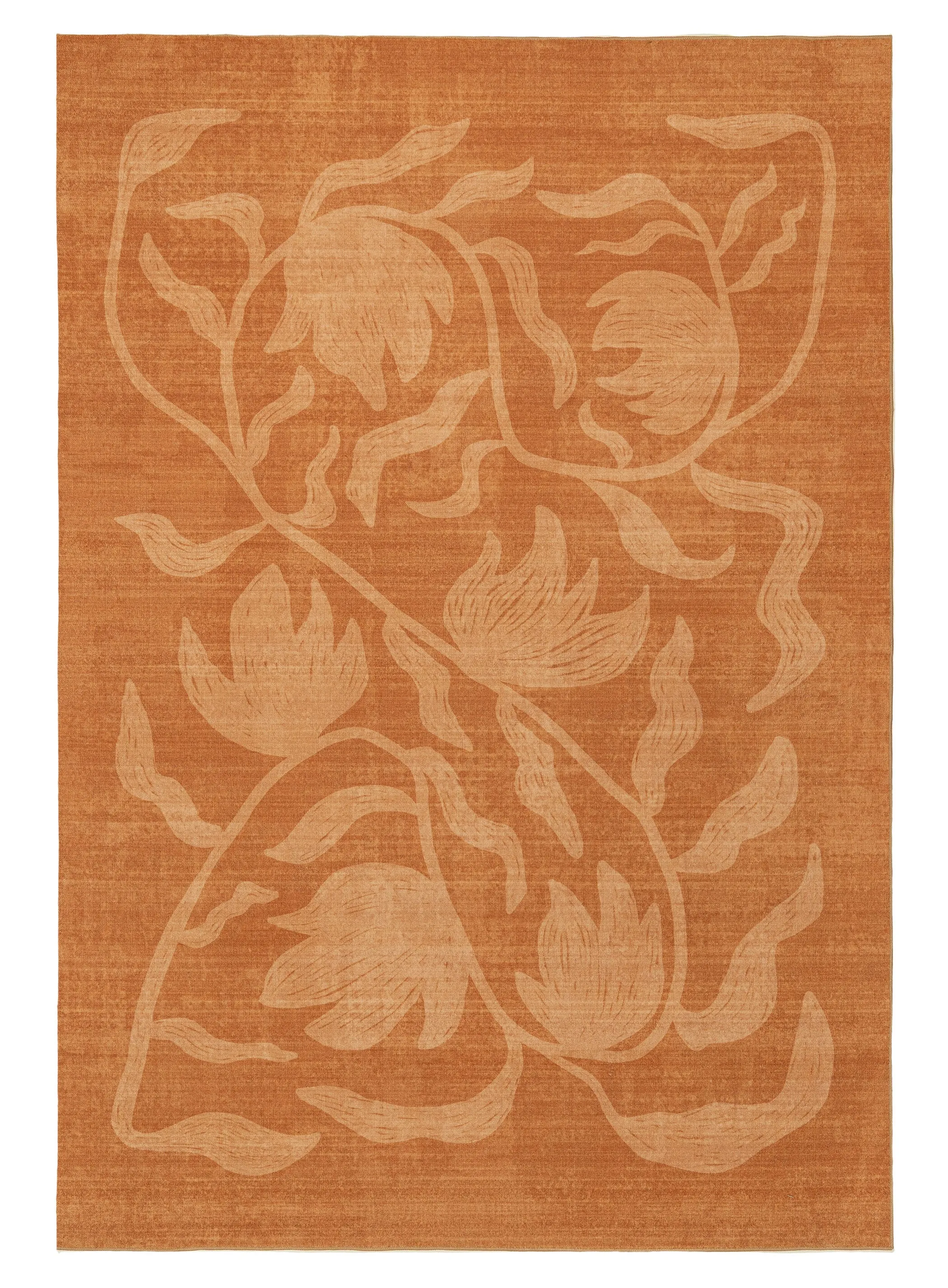 Iras Rust Botanical Washable Rugmodern color block patchwork rug