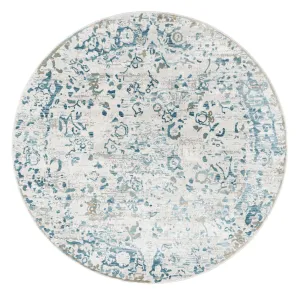 Iris Blue Grey and Beige Distressed Floral Round Rugmodern color block patchwork rug