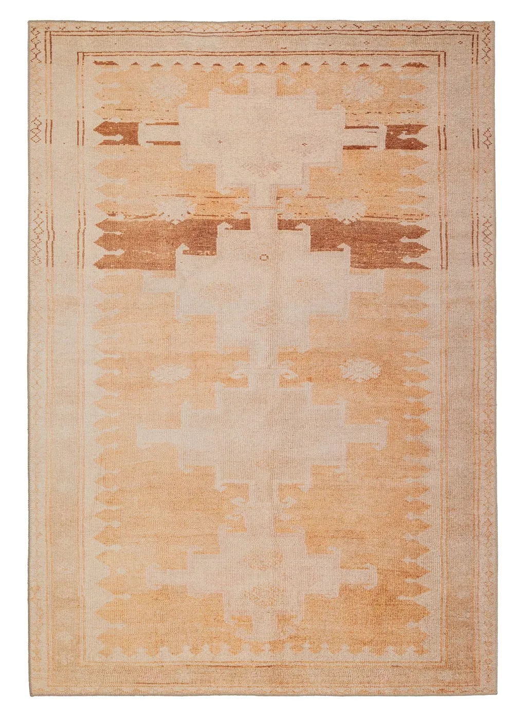 Isola Cream and Rust Tribal Washable Rugmodern color block patchwork rug