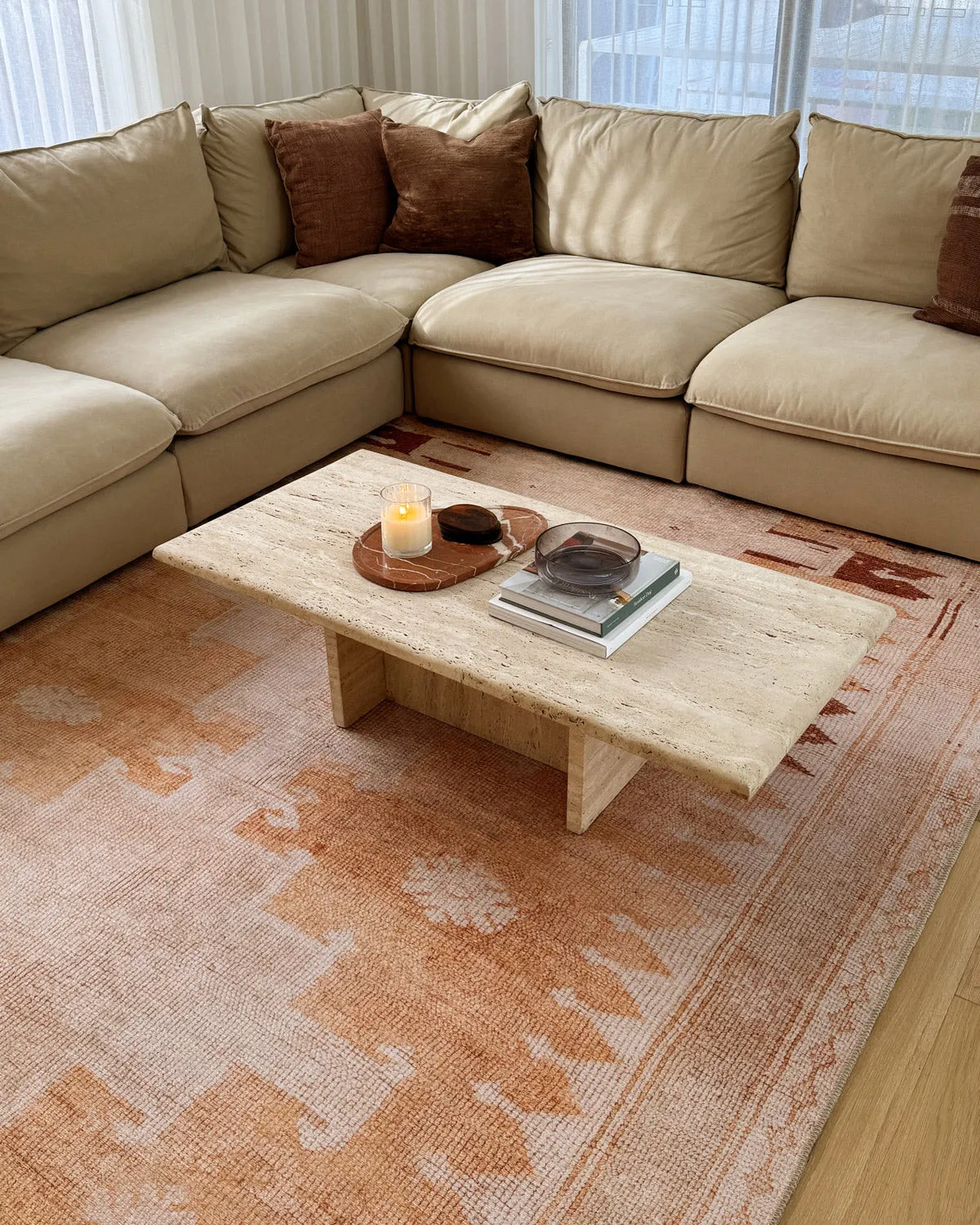 Isola Cream and Rust Tribal Washable Rug