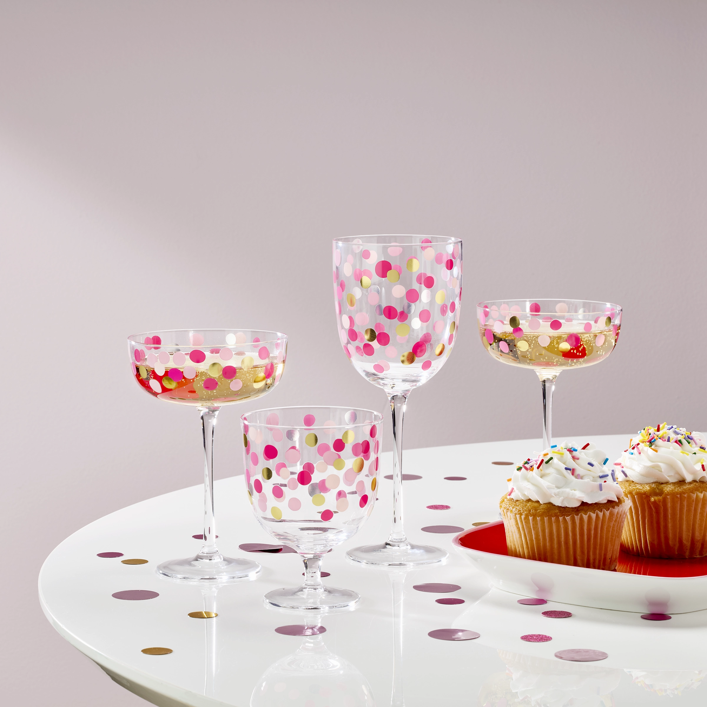 It's Raining Confetti Coupe Glasses - Set Of 4