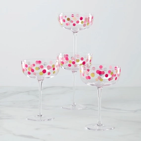 It's Raining Confetti Coupe Glasses - Set Of 4glass cups ,personalized mugs 