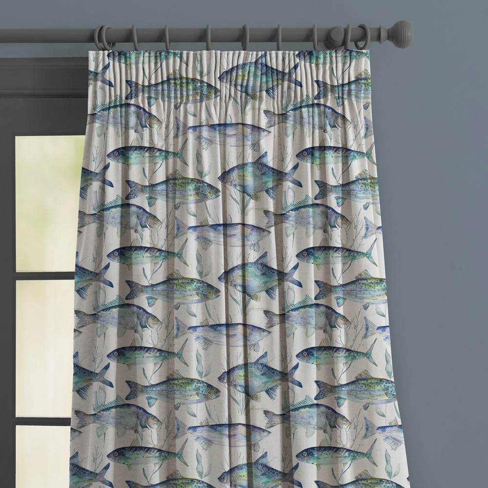 Ives Waters Printed Made to Measure Curtains Cobalt