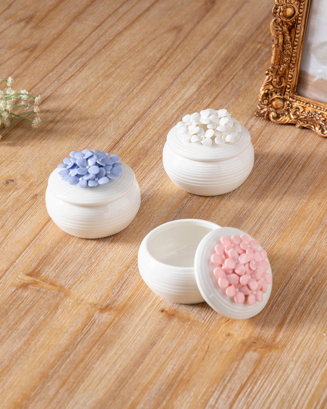 Ivory Blossom Trinket Keeper - White