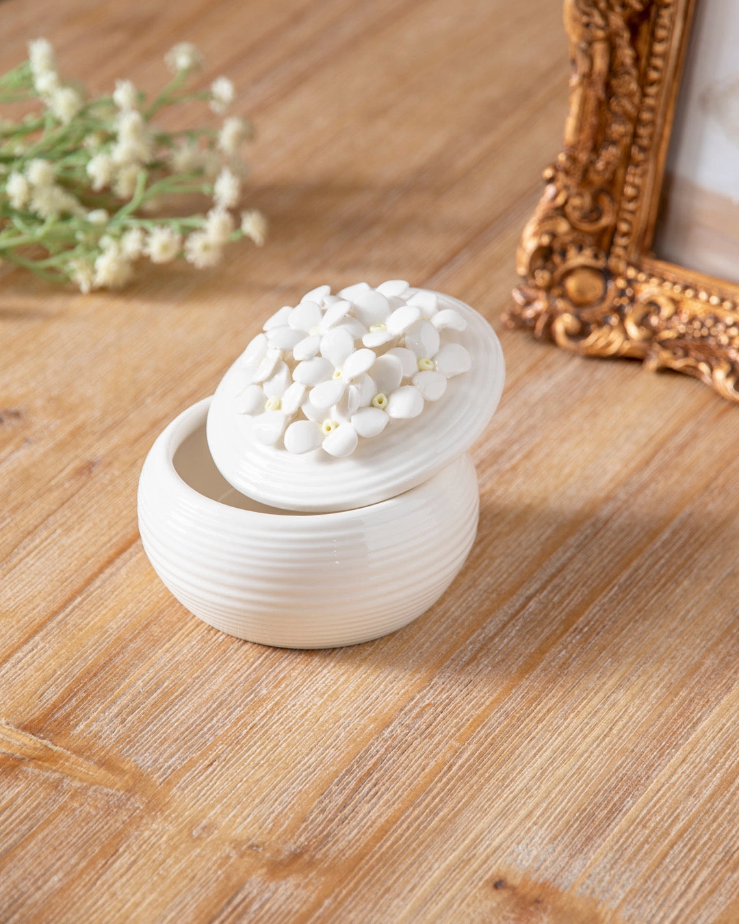 Ivory Blossom Trinket Keeper - White
