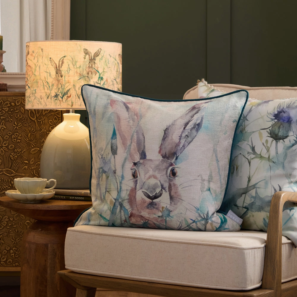 Jack Rabbit Printed Piped Cushion Blue