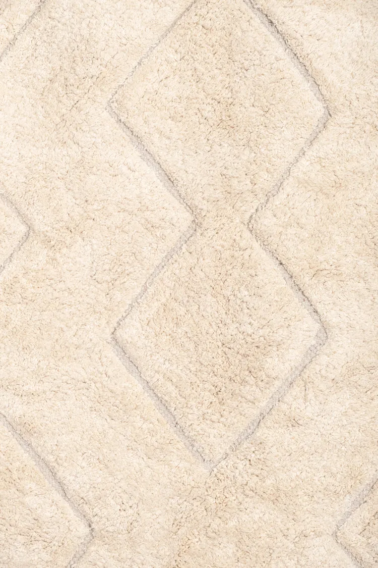 Jahna Cream Beige Diamond Tribal Washable Rug *NO RETURNS UNLESS FAULTY
