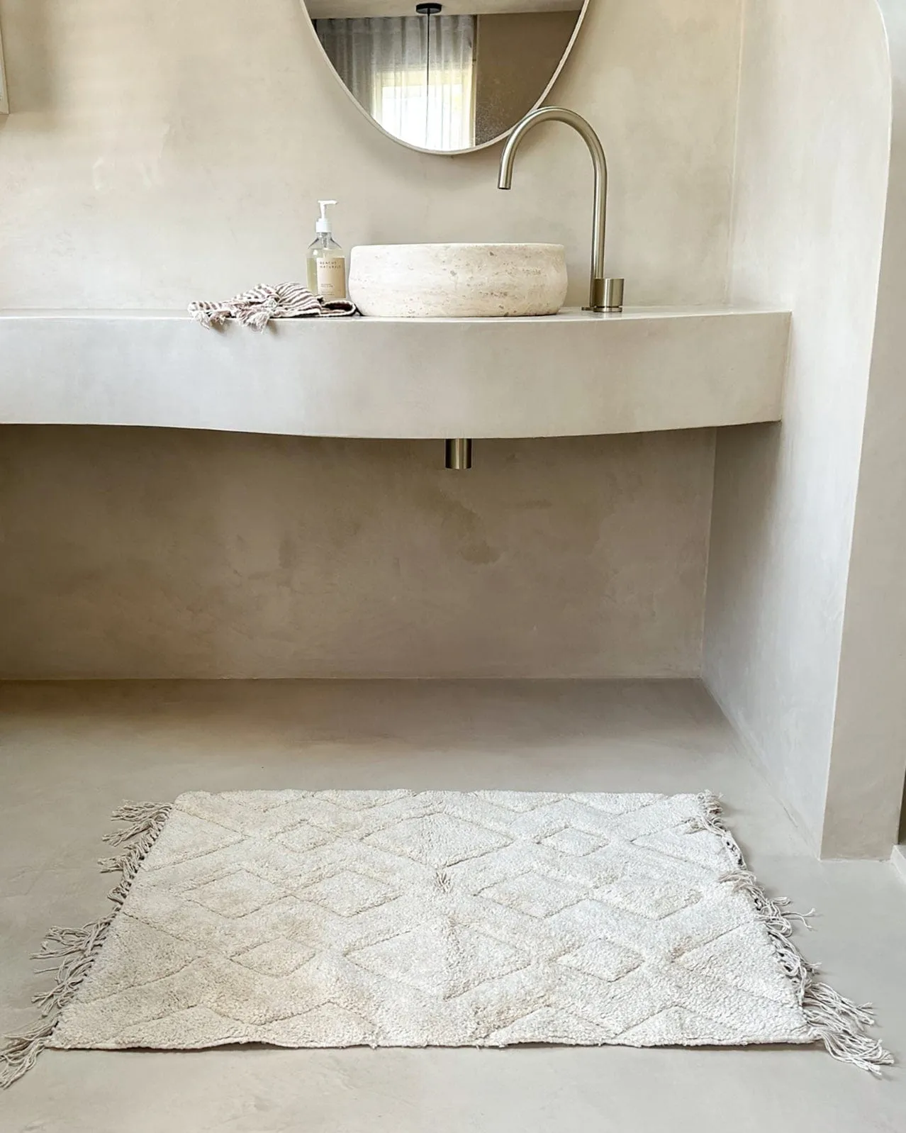 Jahna Cream Tribal Washable Bath Mat *NO RETURNS UNLESS FAULTY