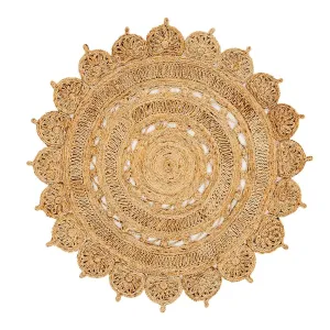 Jayde Natural Hand Woven Round Jute Rug *NO RETURNS UNLESS FAULTYmodern color block patchwork rug