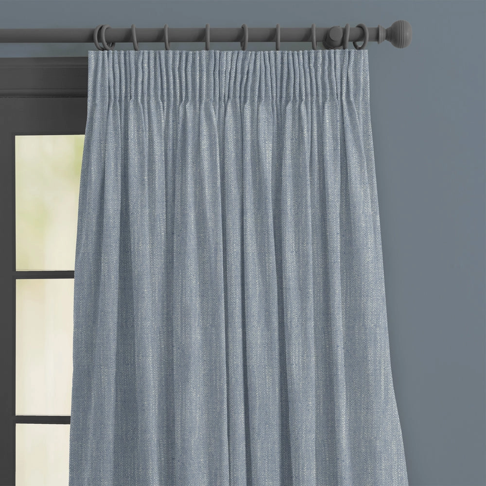 Jedburgh Textured Woven Made to Measure Curtains Bluebell