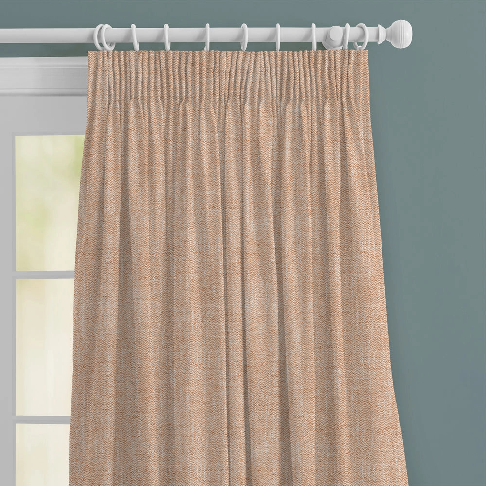 Jedburgh Textured Woven Made to Measure Curtains Coral