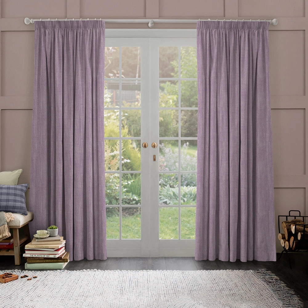 Jedburgh Textured Woven Made to Measure Curtains Damson