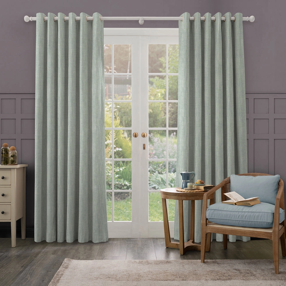 Jedburgh Textured Woven Made to Measure Curtains Mineral