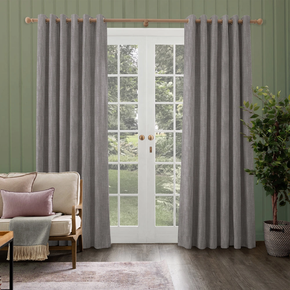Jedburgh Textured Woven Made to Measure Curtains Mushroom