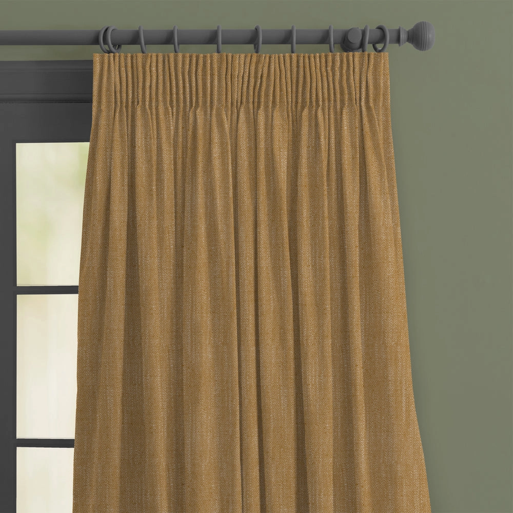 Jedburgh Textured Woven Made to Measure Curtains Ochre