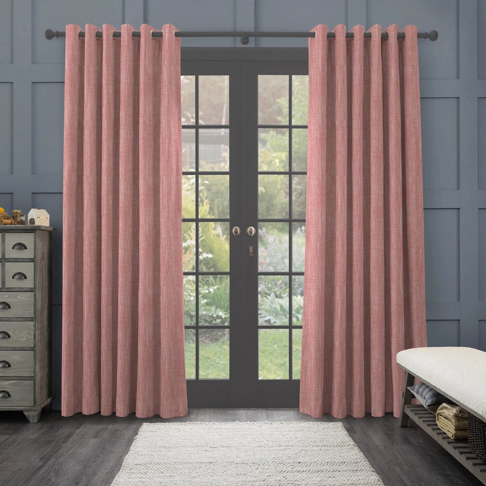 Jedburgh Textured Woven Made to Measure Curtains Poppy