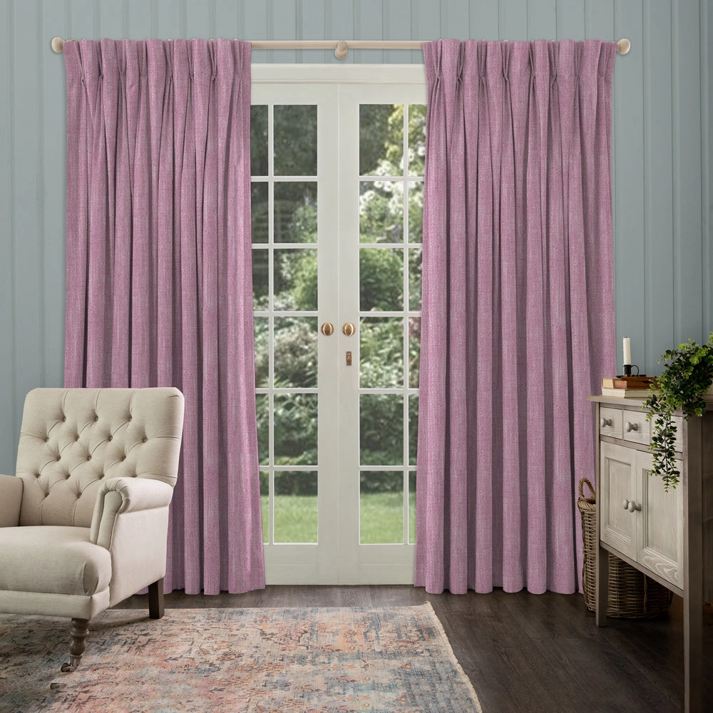 Jedburgh Textured Woven Made to Measure Curtains Raspberry