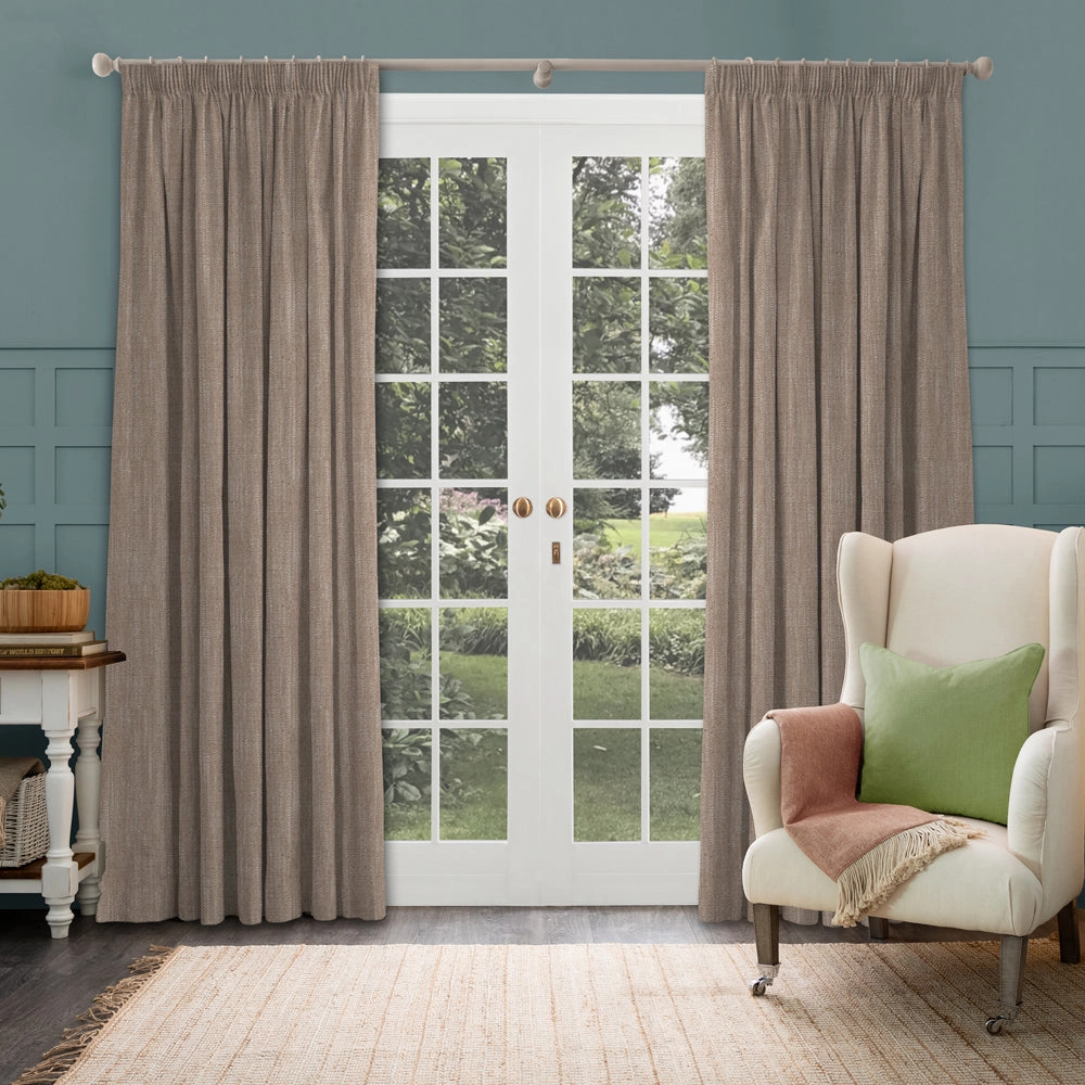 Jedburgh Textured Woven Made to Measure Curtains Rust