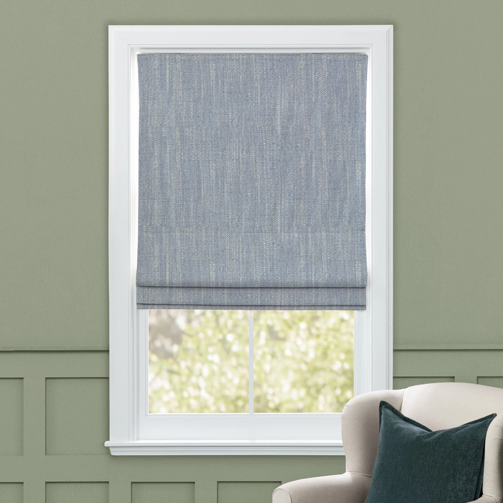 Jedburgh Textured Woven Made to Measure Roman Blinds Bluebell
