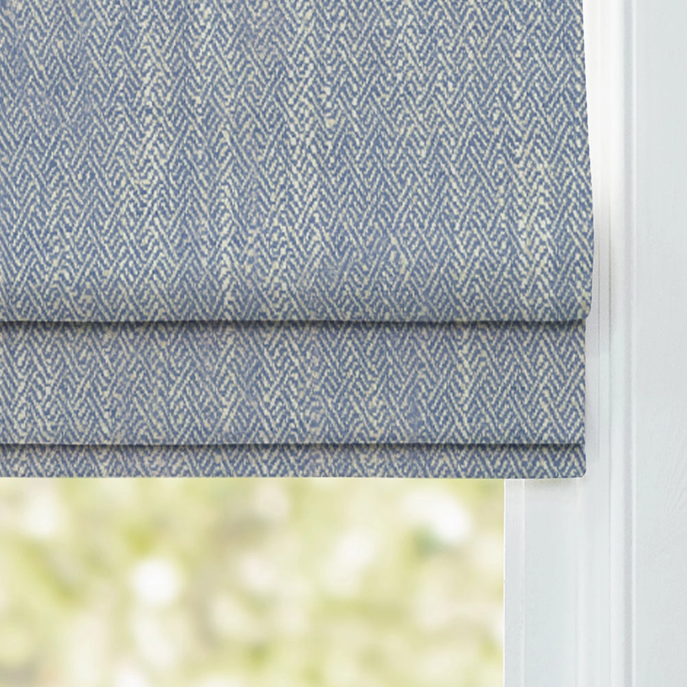 Jedburgh Textured Woven Made to Measure Roman Blinds Bluebell