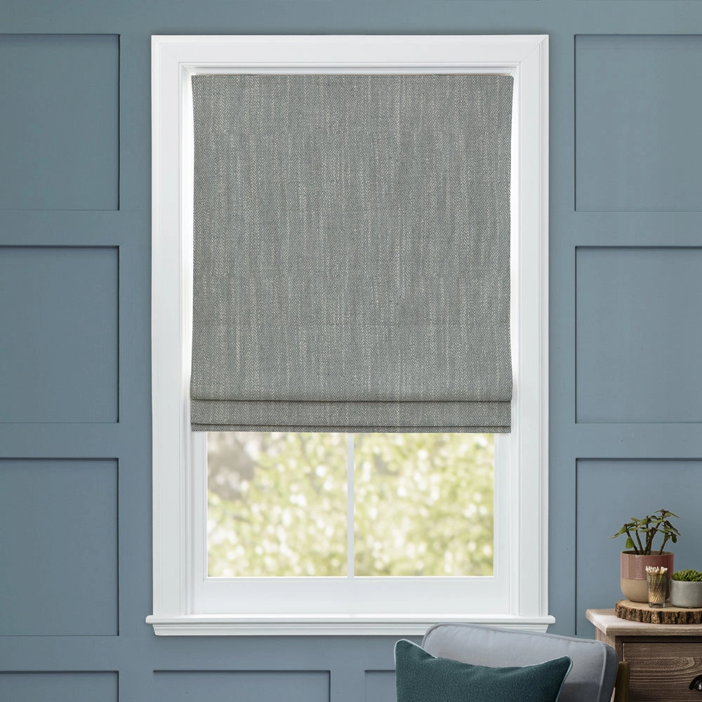 Jedburgh Textured Woven Made to Measure Roman Blinds Charcoal