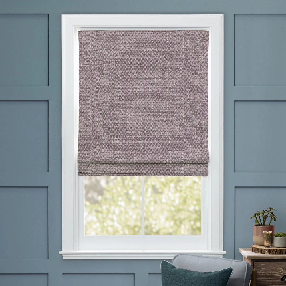 Jedburgh Textured Woven Made to Measure Roman Blinds Heather